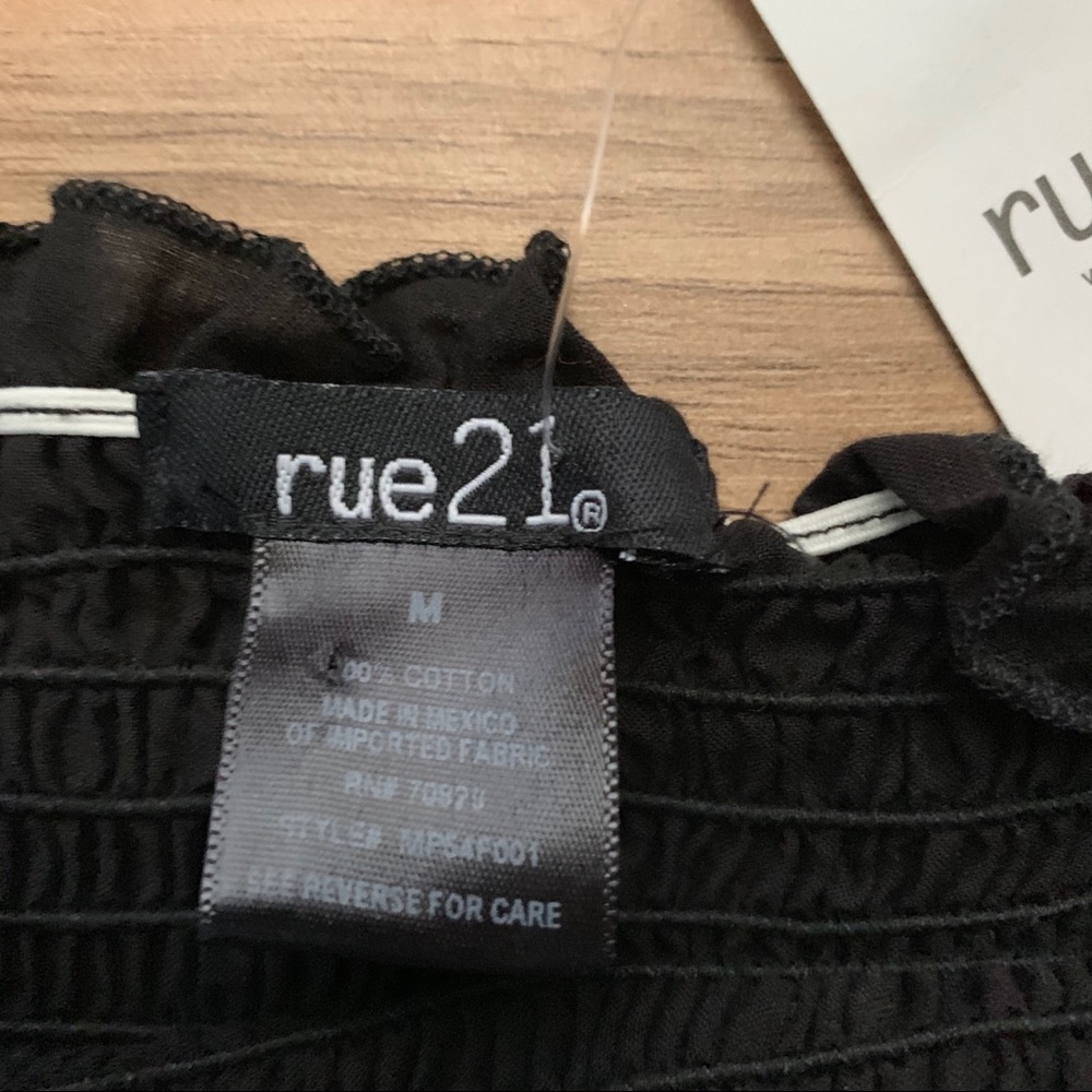 Rue 21 Black Peplum Top W/ White Flowers - Picture 6 of 6